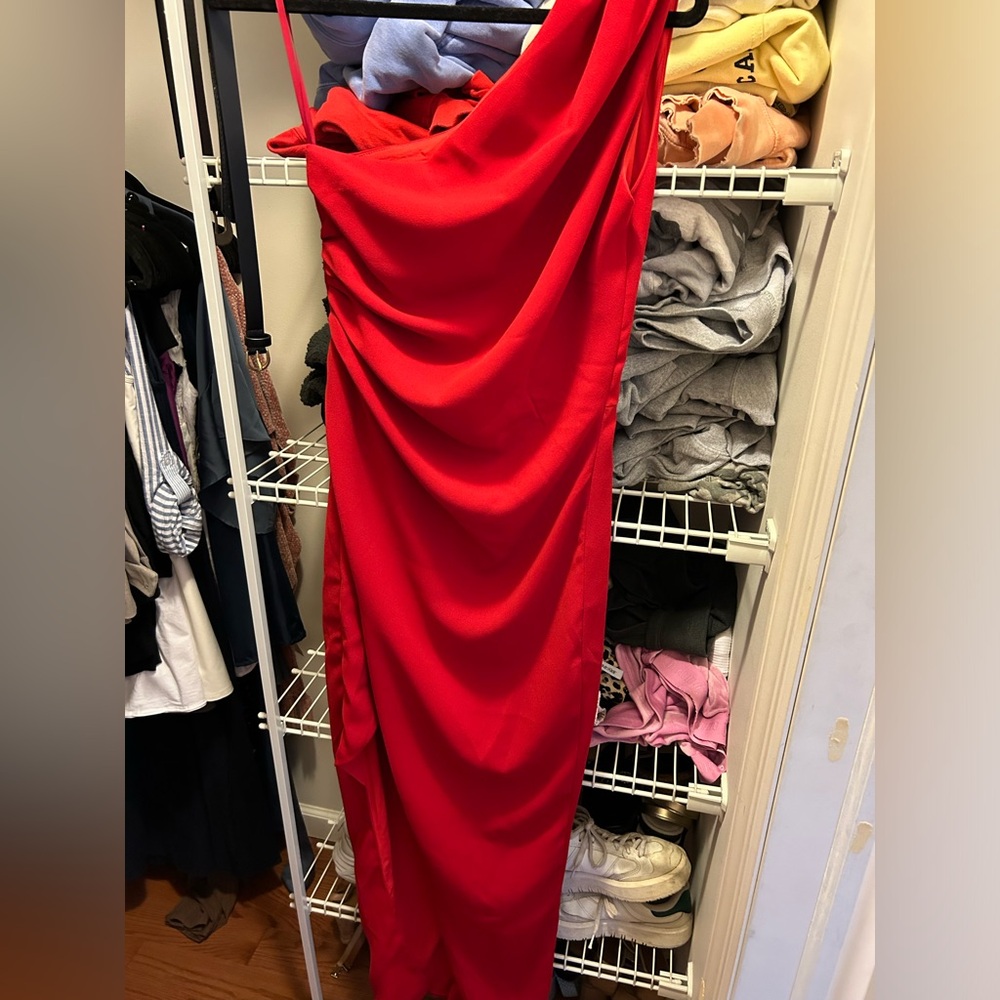 Long red dress